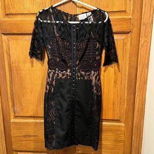 Beguile by Bryon Lars Carissima Black Lace Sheets Dress - Size 2P